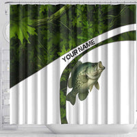 Crappie Fishing Green Camo Shower Curtain with Leaf Camouflage and Custom Name Design - Wonder Print Shop