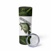 Crappie Fishing Green Camo Skinny Tumbler with Leaf Camouflage and Custom Name Design - Wonder Print Shop