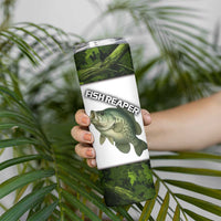 Crappie Fishing Green Camo Skinny Tumbler with Leaf Camouflage and Custom Name Design - Wonder Print Shop