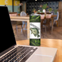 Crappie Fishing Green Camo Skinny Tumbler with Leaf Camouflage and Custom Name Design - Wonder Print Shop