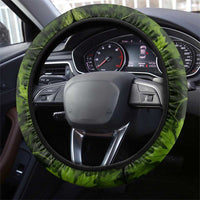 Crappie Fishing Green Camo Steering Wheel Cover with Leaf Camouflage and Name Design - Wonder Print Shop