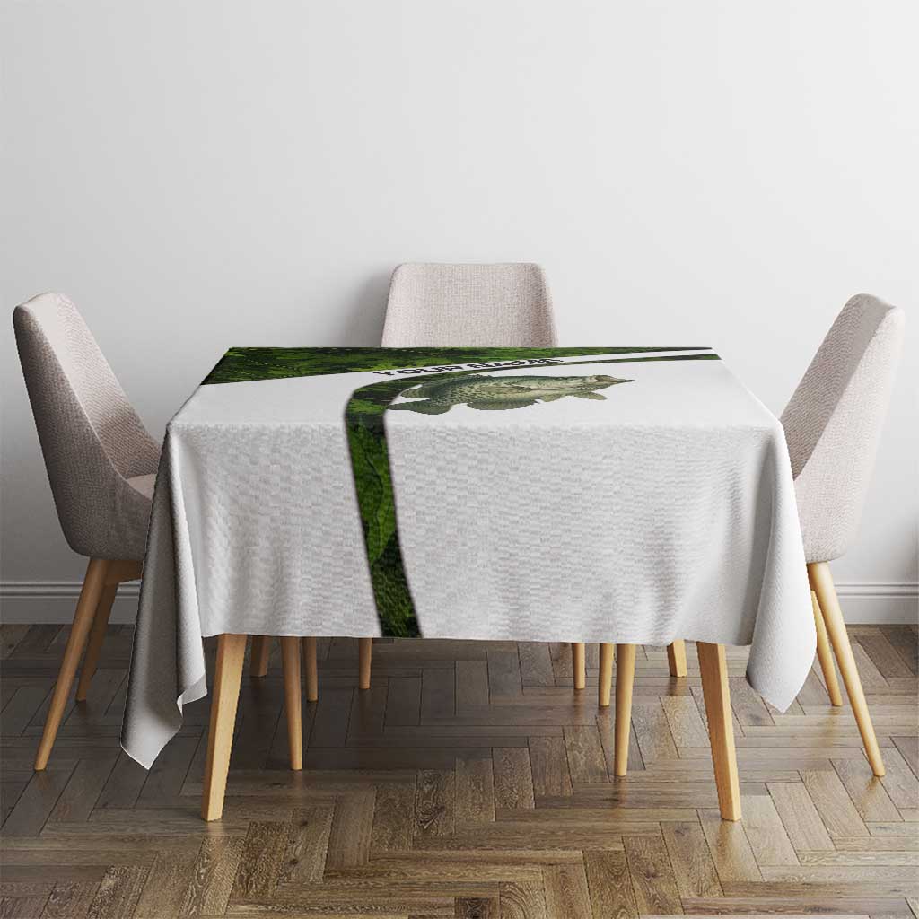 Crappie Fishing Green Camo Tablecloth with Leaf Camouflage and Custom Name Design - Wonder Print Shop