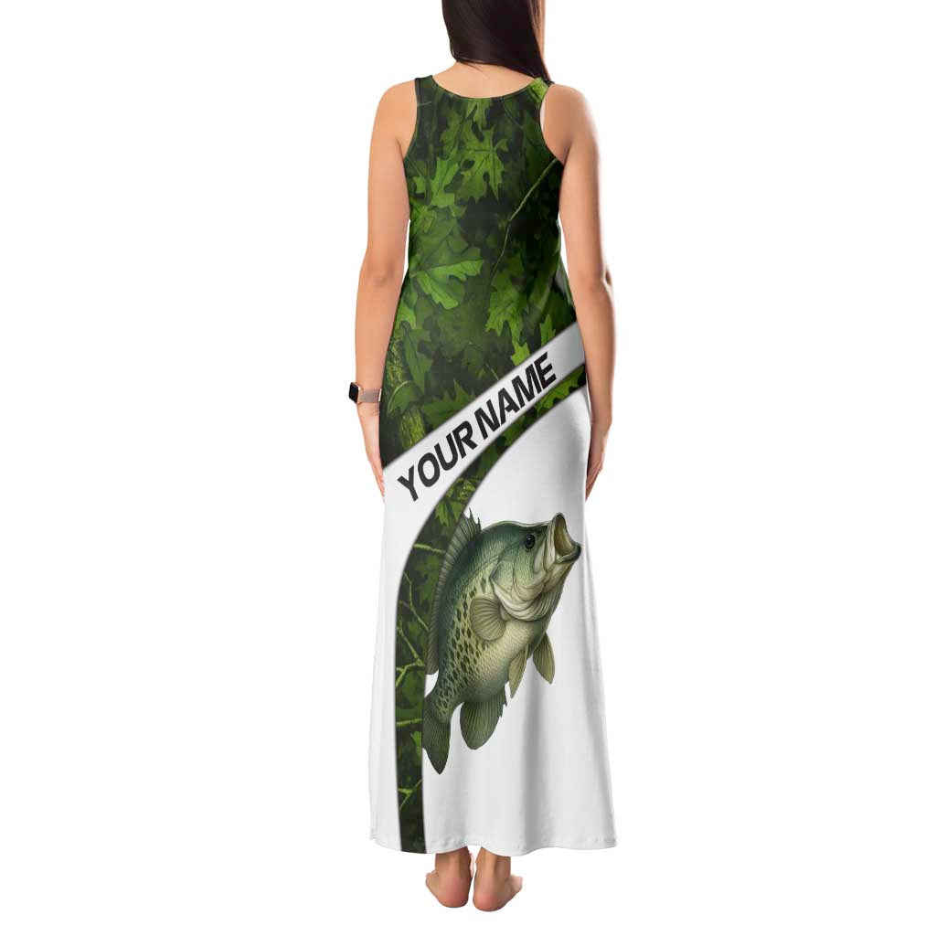 Crappie Fishing Green Camo Tank Maxi Dress with Leaf Camouflage and Custom Name Design - Wonder Print Shop