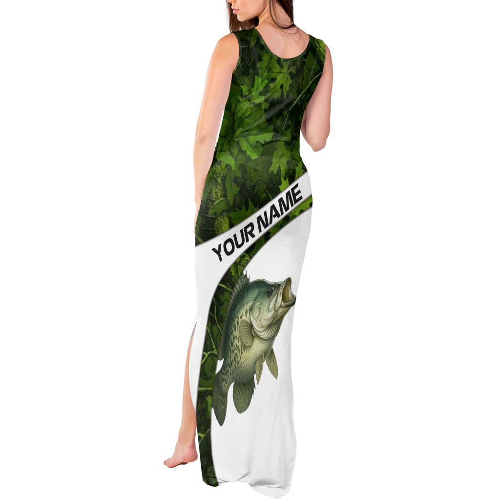 Crappie Fishing Green Camo Tank Maxi Dress with Leaf Camouflage and Custom Name Design - Wonder Print Shop