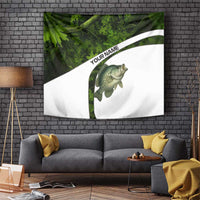 Crappie Fishing Green Camo Tapestry with Leaf Camouflage and Custom Name Design - Wonder Print Shop