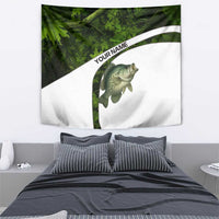 Crappie Fishing Green Camo Tapestry with Leaf Camouflage and Custom Name Design - Wonder Print Shop