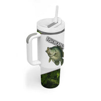 Crappie Fishing Green Camo Tumbler With Handle with Leaf Camouflage and Custom Name Design - Wonder Print Shop