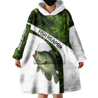 Crappie Fishing Green Camo Wearable Blanket Hoodie with Leaf Camouflage and Custom Name Design - Wonder Print Shop