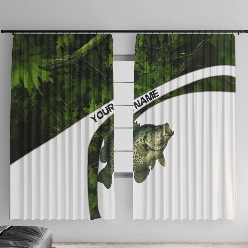 Crappie Fishing Green Camo Window Curtain with Leaf Camouflage and Custom Name Design - Wonder Print Shop