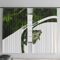 Crappie Fishing Green Camo Window Curtain with Leaf Camouflage and Custom Name Design - Wonder Print Shop
