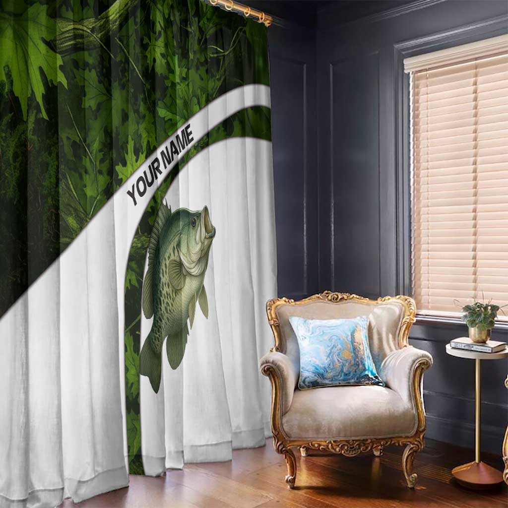 Crappie Fishing Green Camo Window Curtain with Leaf Camouflage and Custom Name Design - Wonder Print Shop