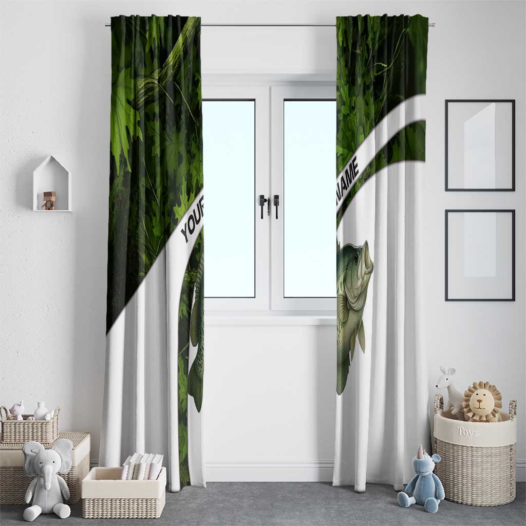 Crappie Fishing Green Camo Window Curtain with Leaf Camouflage and Custom Name Design - Wonder Print Shop