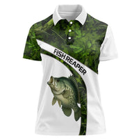 Crappie Fishing Green Camo Women Polo Shirt with Leaf Camouflage and Custom Name Design - Wonder Print Shop