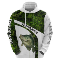 Crappie Fishing Green Camo Zip Hoodie with Leaf Camouflage and Custom Name Design - Wonder Print Shop