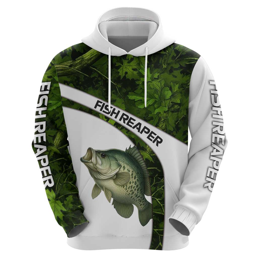 Crappie Fishing Green Camo Zip Hoodie with Leaf Camouflage and Custom Name Design - Wonder Print Shop