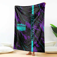 Strike Bowling Graphic Blanket with Purple Black Marble Texture and Custom Team Name - Wonder Print Shop