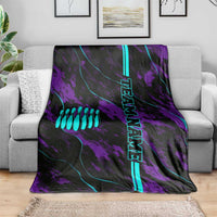 Strike Bowling Graphic Blanket with Purple Black Marble Texture and Custom Team Name - Wonder Print Shop