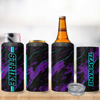 Strike Bowling Graphic 4 in 1 Can Cooler Tumbler with Purple Black Marble Texture and Custom Team Name - Wonder Print Shop