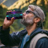 Strike Bowling Graphic 4 in 1 Can Cooler Tumbler with Purple Black Marble Texture and Custom Team Name - Wonder Print Shop