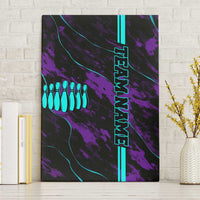 Strike Bowling Graphic Canvas Wall Art with Purple Black Marble Texture and Custom Team Name - Wonder Print Shop