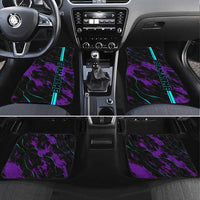 Strike Bowling Graphic Car Mats with Purple Black Marble Texture and Custom Team Name - Wonder Print Shop