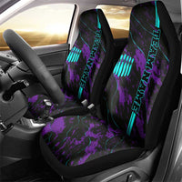 Strike Bowling Graphic Car Seat Cover with Purple Black Marble Texture and Custom Team Name - Wonder Print Shop