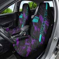 Strike Bowling Graphic Car Seat Cover with Purple Black Marble Texture and Custom Team Name - Wonder Print Shop