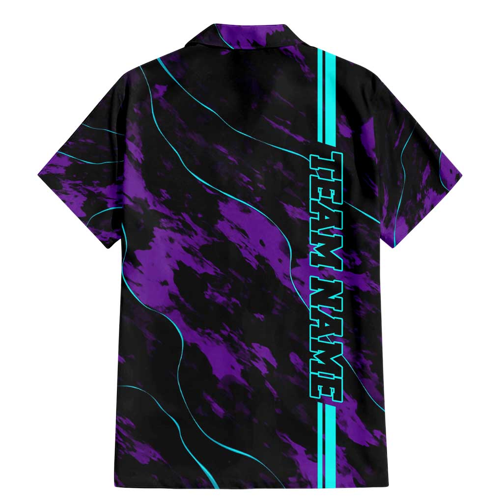 Strike Bowling Graphic Family Matching Mermaid Dress and Hawaiian Shirt with Purple Black Marble Texture and Custom Team Name - Wonder Print Shop