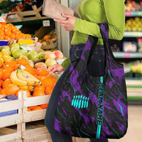 Strike Bowling Graphic Grocery Bag with Purple Black Marble Texture and Custom Team Name - Wonder Print Shop