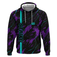 Strike Bowling Graphic Hoodie with Purple Black Marble Texture and Custom Team Name - Wonder Print Shop