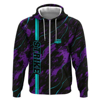 Strike Bowling Graphic Hoodie with Purple Black Marble Texture and Custom Team Name - Wonder Print Shop
