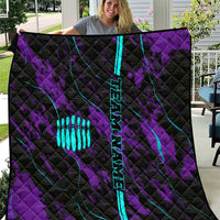 Strike Bowling Graphic Quilt with Purple Black Marble Texture and Custom Team Name - Wonder Print Shop