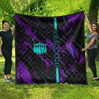 Strike Bowling Graphic Quilt with Purple Black Marble Texture and Custom Team Name - Wonder Print Shop