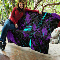 Strike Bowling Graphic Quilt with Purple Black Marble Texture and Custom Team Name - Wonder Print Shop