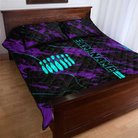 Strike Bowling Graphic Quilt Bed Set with Purple Black Marble Texture and Custom Team Name - Wonder Print Shop