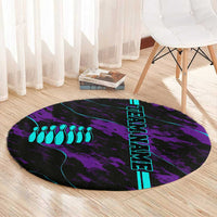 Strike Bowling Graphic Round Carpet with Purple Black Marble Texture and Custom Team Name - Wonder Print Shop