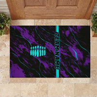 Strike Bowling Graphic Rubber Doormat with Purple Black Marble Texture and Custom Team Name - Wonder Print Shop