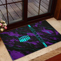 Strike Bowling Graphic Rubber Doormat with Purple Black Marble Texture and Custom Team Name - Wonder Print Shop