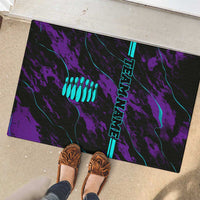 Strike Bowling Graphic Rubber Doormat with Purple Black Marble Texture and Custom Team Name - Wonder Print Shop