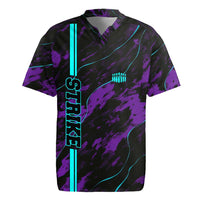 Strike Bowling Graphic Rugby Jersey with Purple Black Marble Texture and Custom Team Name - Wonder Print Shop