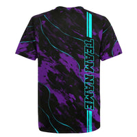 Strike Bowling Graphic Rugby Jersey with Purple Black Marble Texture and Custom Team Name - Wonder Print Shop