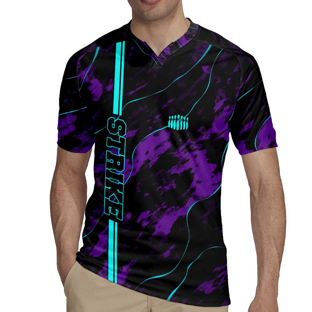 Strike Bowling Graphic Rugby Jersey with Purple Black Marble Texture and Custom Team Name - Wonder Print Shop