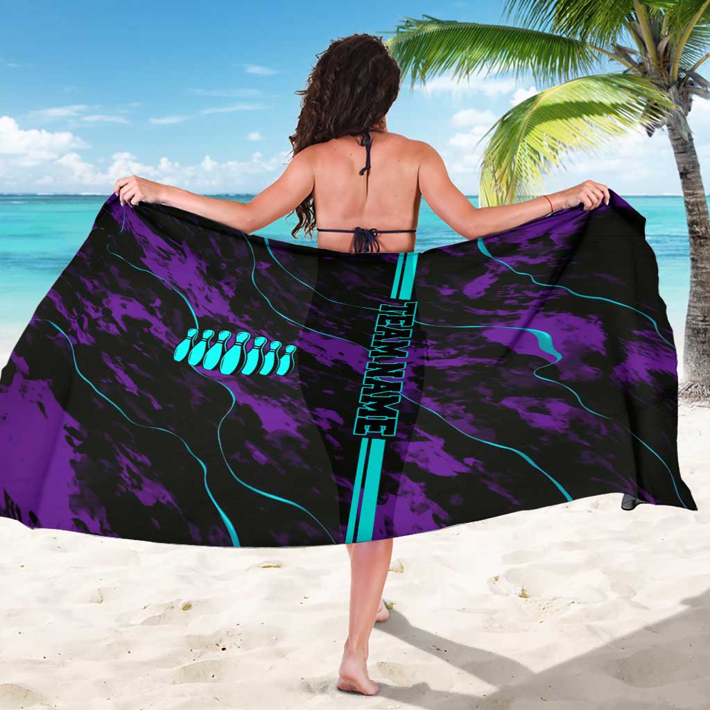 Strike Bowling Graphic Sarong with Purple Black Marble Texture and Custom Team Name - Wonder Print Shop
