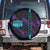 Strike Bowling Graphic Spare Tire Cover with Purple Black Marble Texture and Custom Team Name - Wonder Print Shop