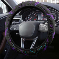 Strike Bowling Graphic Steering Wheel Cover with Purple Black Marble Texture and Team Name - Wonder Print Shop