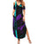 Strike Bowling Graphic Summer Maxi Dress with Purple Black Marble Texture and Custom Team Name - Wonder Print Shop