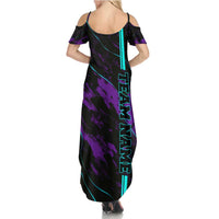 Strike Bowling Graphic Summer Maxi Dress with Purple Black Marble Texture and Custom Team Name - Wonder Print Shop