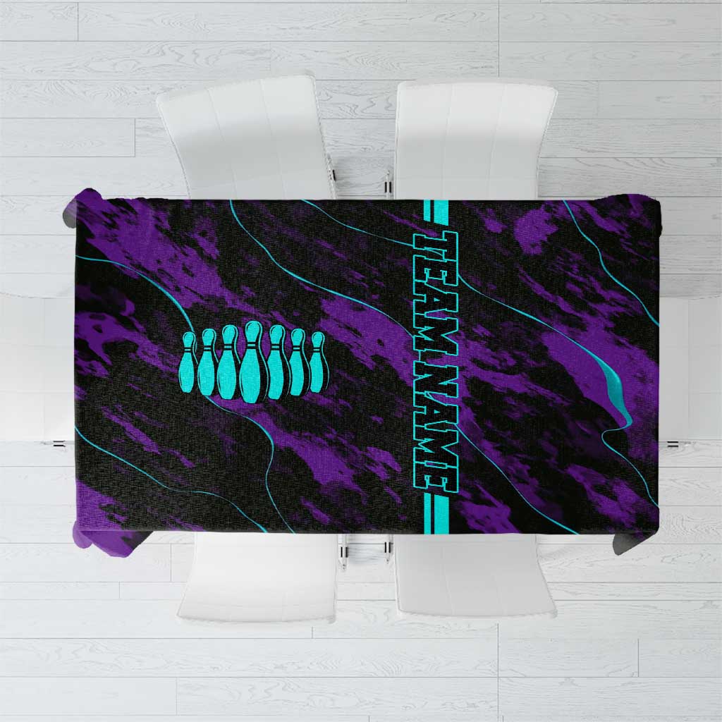 Strike Bowling Graphic Tablecloth with Purple Black Marble Texture and Custom Team Name - Wonder Print Shop