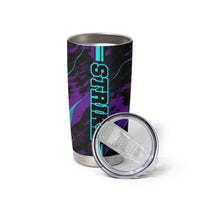 Strike Bowling Graphic Tumbler Cup with Purple Black Marble Texture and Custom Team Name - Wonder Print Shop
