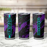 Strike Bowling Graphic Tumbler Cup with Purple Black Marble Texture and Custom Team Name - Wonder Print Shop